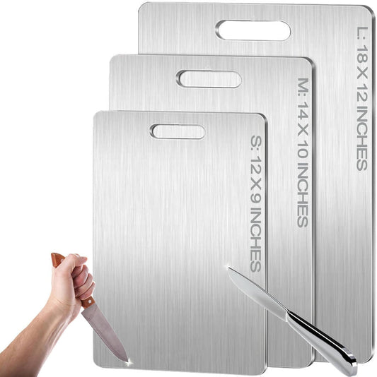 Titanium Cutting Board - 2025 New Upgrade 100% Pure Titanium Cutting Boards For Kitchen, 1 Pack Double-sided food-grade Cutting Board For Cutting Meats, Fruits And Vegetables (14"L x 10"W)