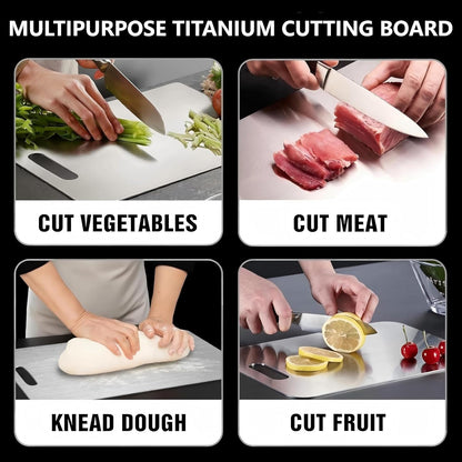 Titanium Cutting Board, Double Sided - Non Slip, Dishwasher Safe Chopping Board for Kitchen, Non Toxic, Easy to Clean, 2026 Upgrade (100% Pure Food Grade Titanium) (12"L x 9"W)