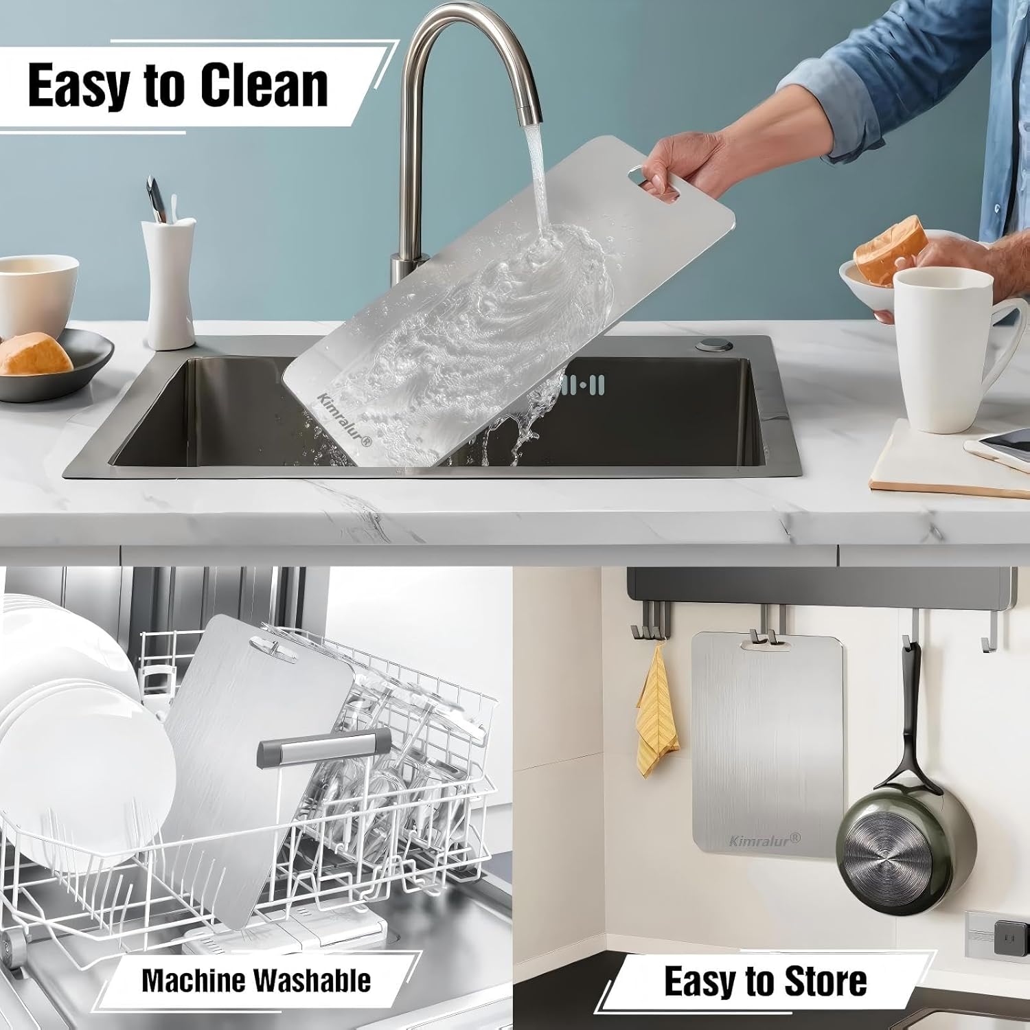 Titanium Cutting Board, Double Sided - Non Slip, Dishwasher Safe Chopping Board for Kitchen, Non Toxic, Easy to Clean, 2026 Upgrade (100% Pure Food Grade Titanium) (12"L x 9"W)